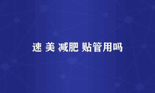 速 美 减肥 贴管用吗