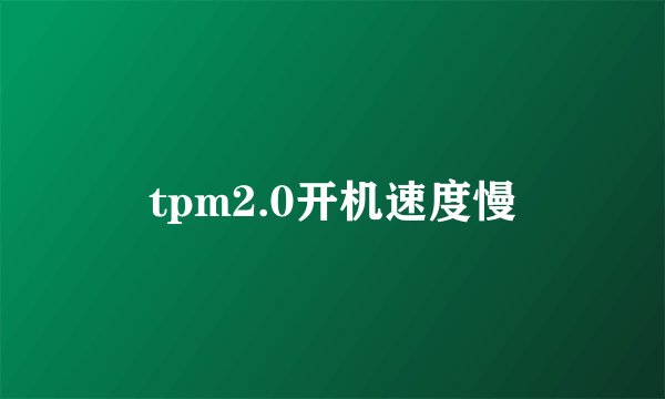 tpm2.0开机速度慢