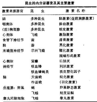 昆虫激素的激素分类