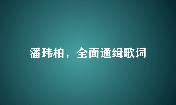 潘玮柏，全面通缉歌词