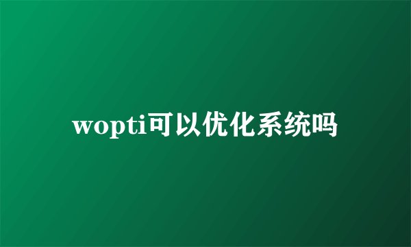 wopti可以优化系统吗