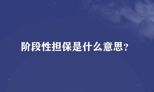 阶段性担保是什么意思？