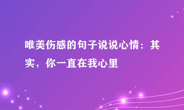 唯美伤感的句子说说心情：其实，你一直在我心里