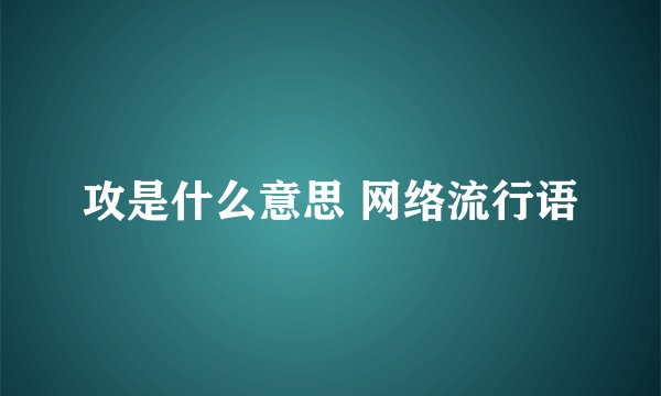 攻是什么意思 网络流行语