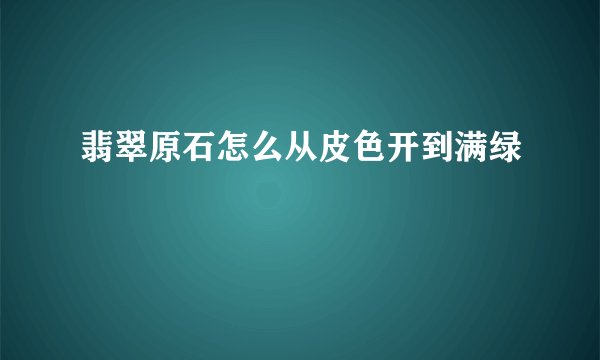 翡翠原石怎么从皮色开到满绿
