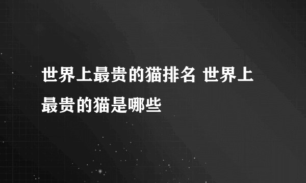 世界上最贵的猫排名 世界上最贵的猫是哪些