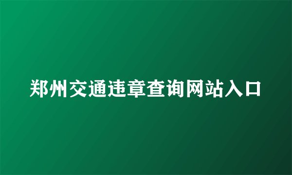 郑州交通违章查询网站入口
