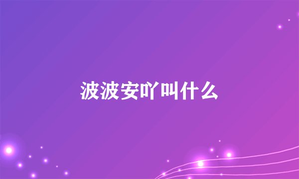 波波安吖叫什么