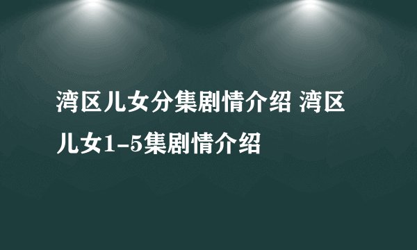 湾区儿女分集剧情介绍 湾区儿女1-5集剧情介绍