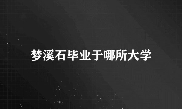 梦溪石毕业于哪所大学