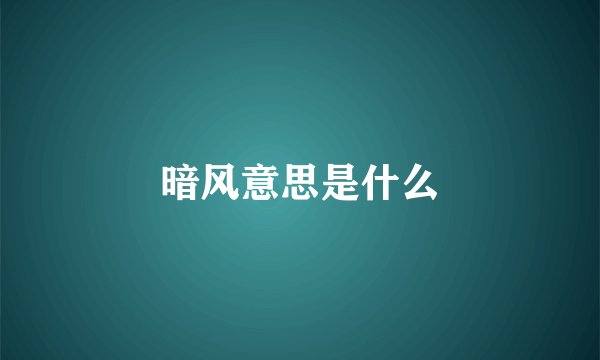暗风意思是什么