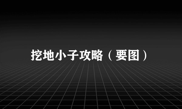 挖地小子攻略（要图）