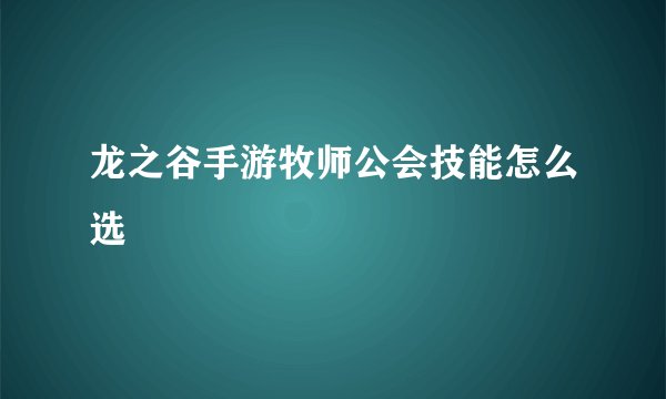龙之谷手游牧师公会技能怎么选