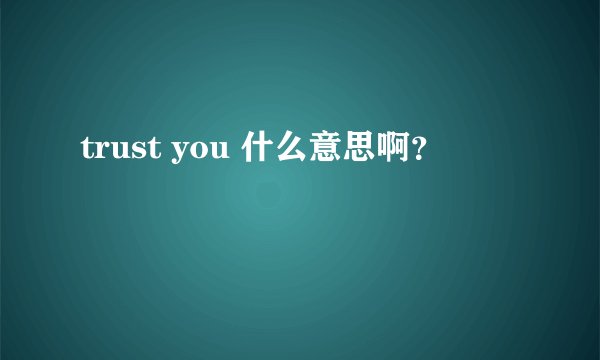 trust you 什么意思啊？