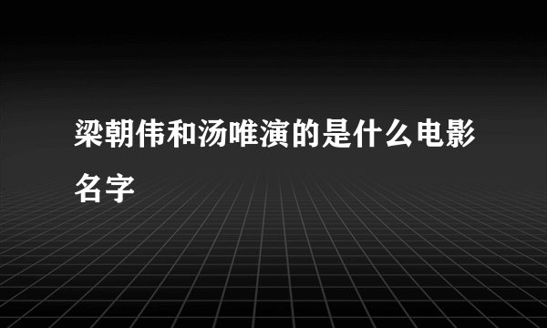 梁朝伟和汤唯演的是什么电影名字