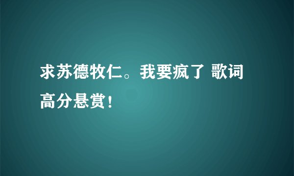 求苏德牧仁。我要疯了 歌词 高分悬赏！