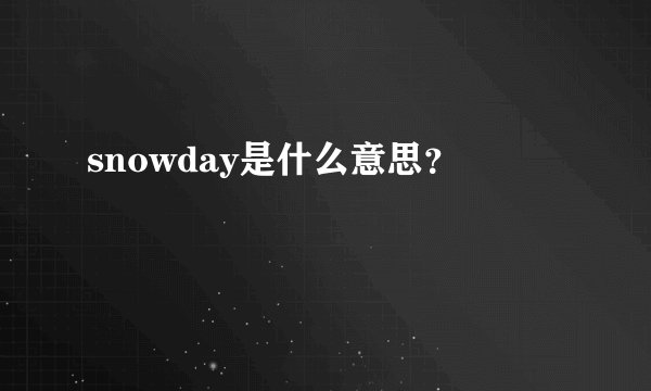 snowday是什么意思？