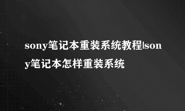 sony笔记本重装系统教程|sony笔记本怎样重装系统