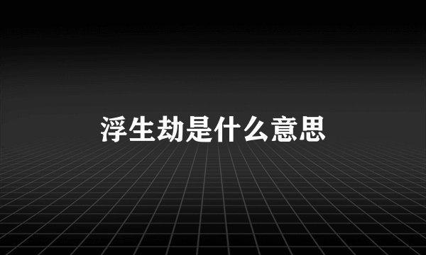 浮生劫是什么意思