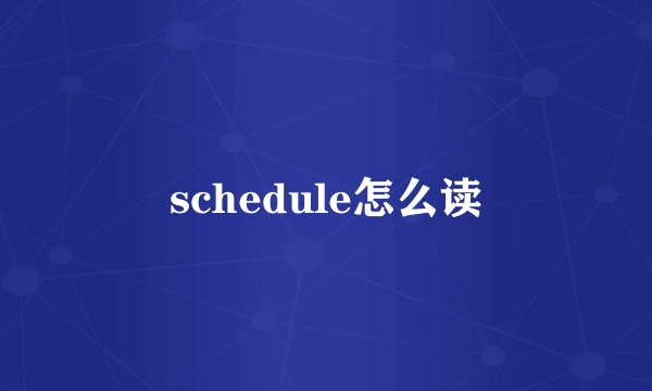 schedule怎么读