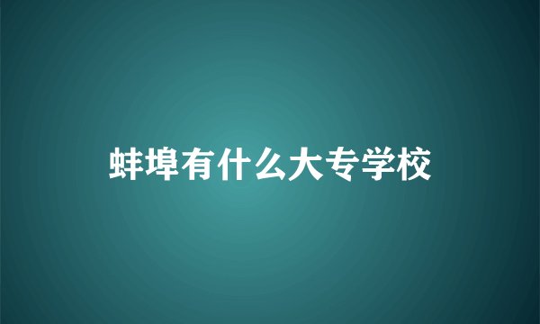 蚌埠有什么大专学校