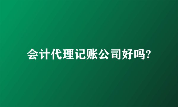 会计代理记账公司好吗?