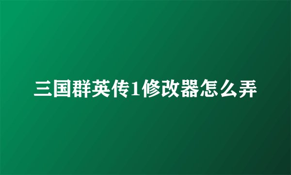 三国群英传1修改器怎么弄