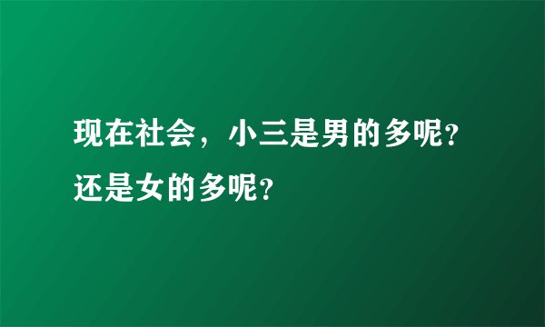 现在社会，小三是男的多呢？还是女的多呢？