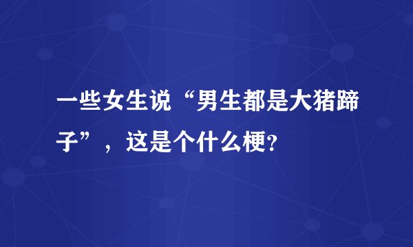 一些女生说“男生都是大猪蹄子”，这是个什么梗？