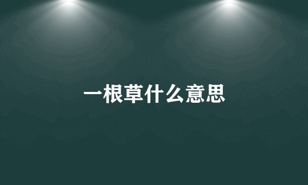 一根草什么意思