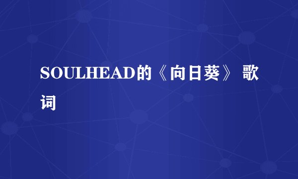 SOULHEAD的《向日葵》 歌词