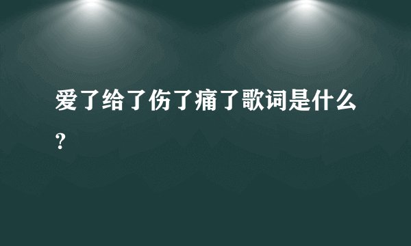 爱了给了伤了痛了歌词是什么?
