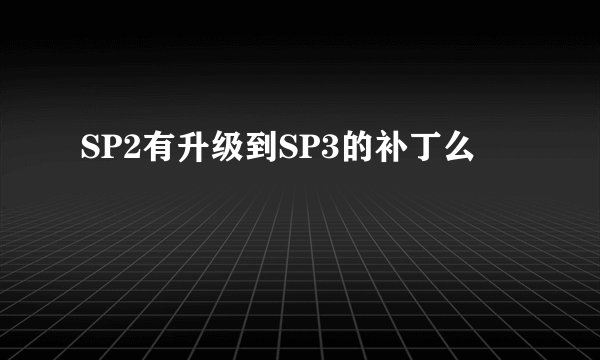 SP2有升级到SP3的补丁么