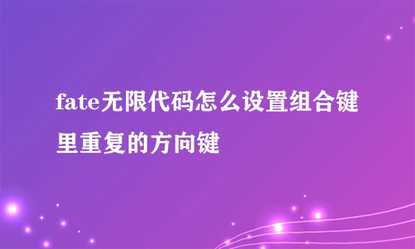 fate无限代码怎么设置组合键里重复的方向键
