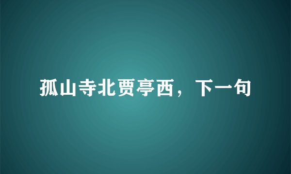 孤山寺北贾亭西，下一句