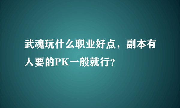 武魂玩什么职业好点，副本有人要的PK一般就行？
