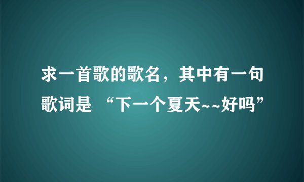 求一首歌的歌名，其中有一句歌词是 “下一个夏天~~好吗”