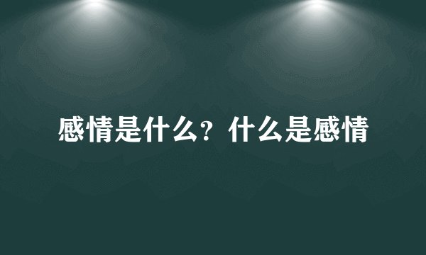 感情是什么？什么是感情