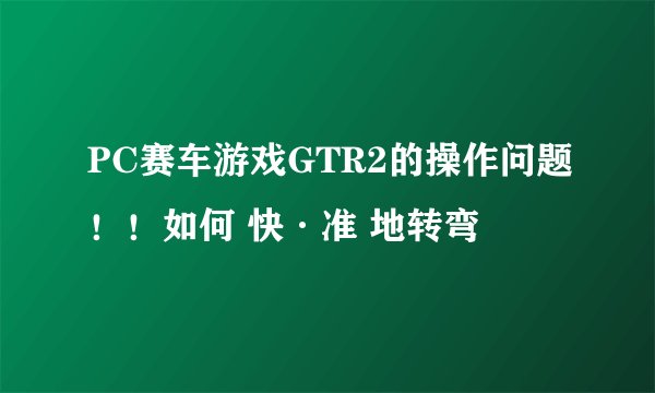PC赛车游戏GTR2的操作问题！！如何 快·准 地转弯