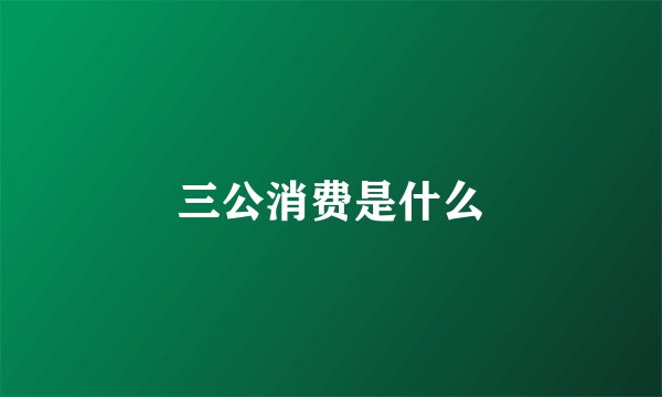 三公消费是什么
