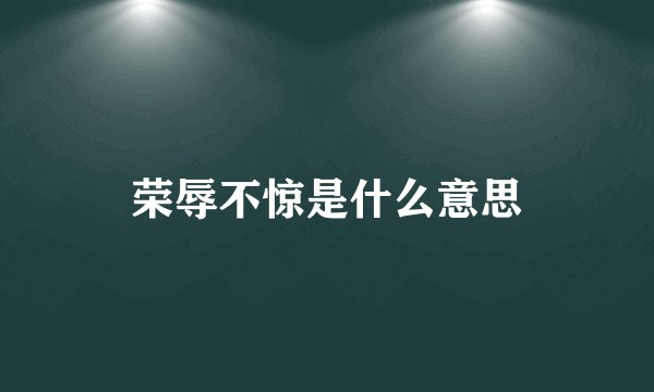 荣辱不惊是什么意思