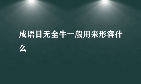 成语目无全牛一般用来形容什么