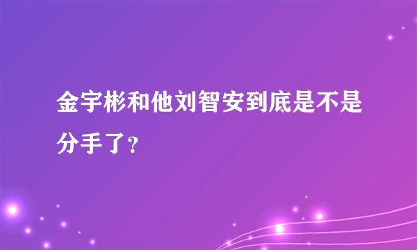 金宇彬和他刘智安到底是不是分手了？