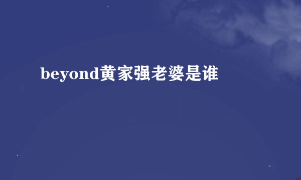 beyond黄家强老婆是谁