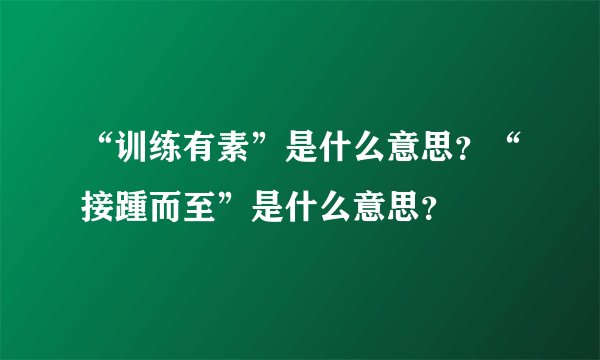 “训练有素”是什么意思？“接踵而至”是什么意思？