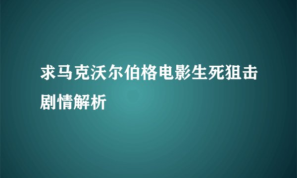 求马克沃尔伯格电影生死狙击剧情解析