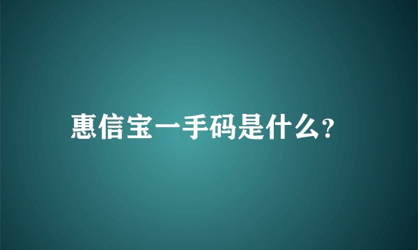 惠信宝一手码是什么？