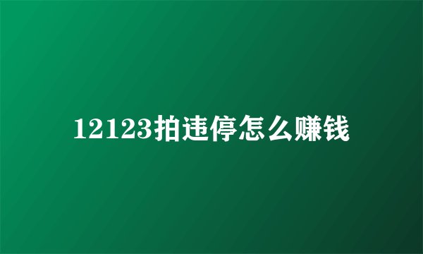 12123拍违停怎么赚钱