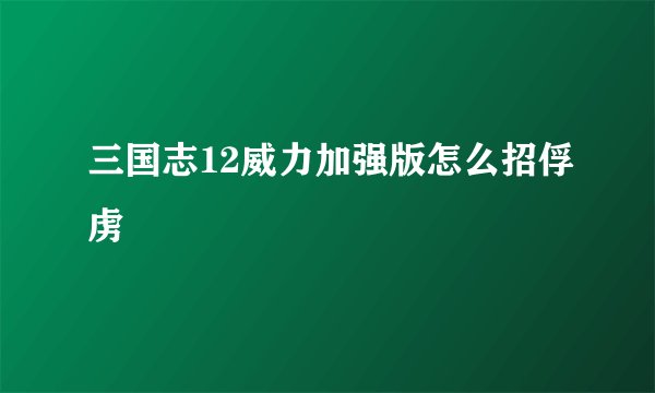 三国志12威力加强版怎么招俘虏