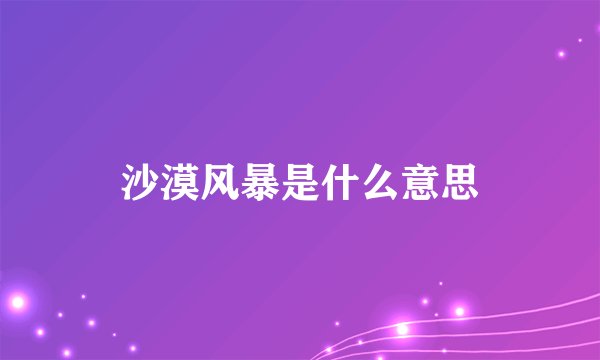 沙漠风暴是什么意思